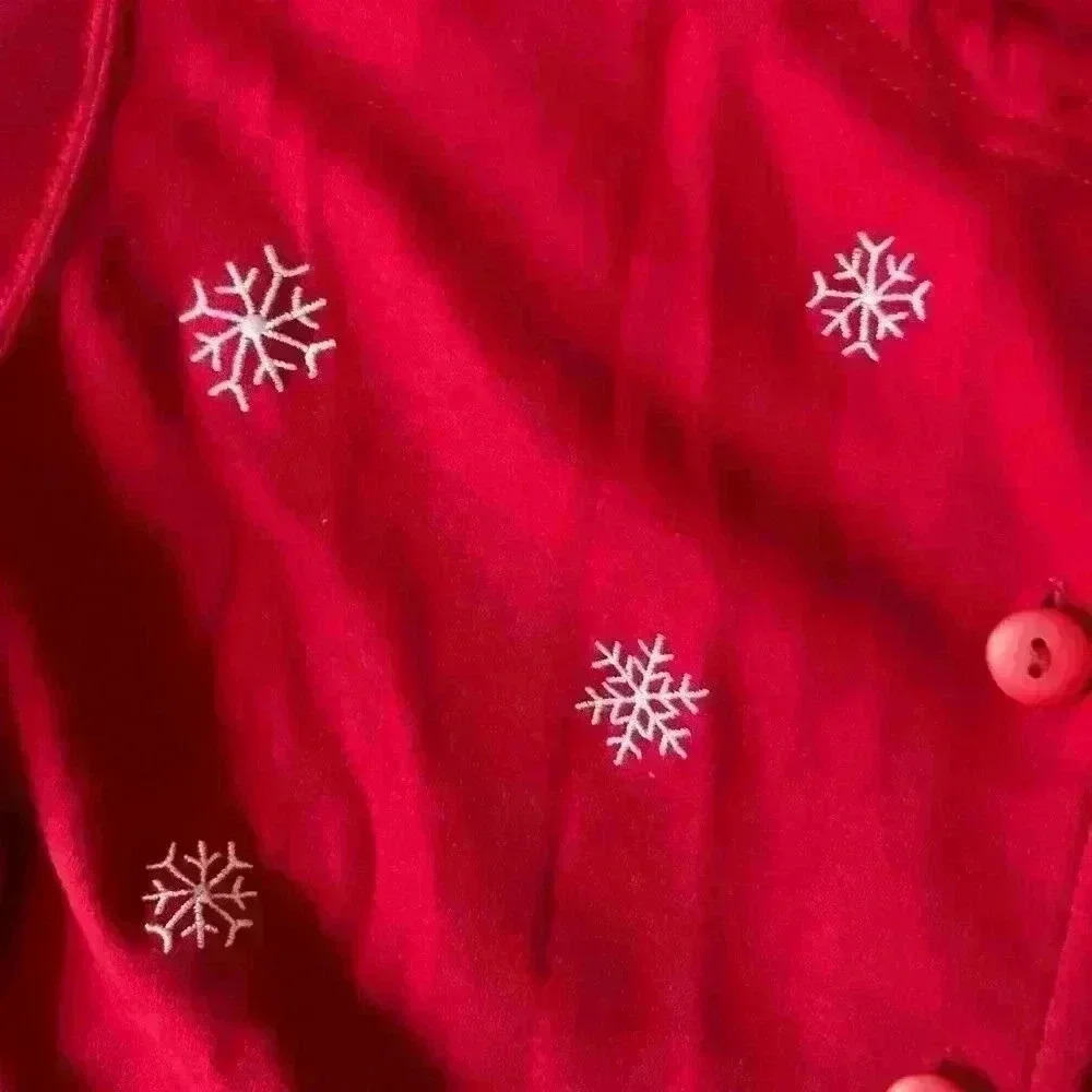 Vintage Embroidered Snowman Cardigan Ugly Christmas Sweater Petite Small Cottage - Picture 5 of 11